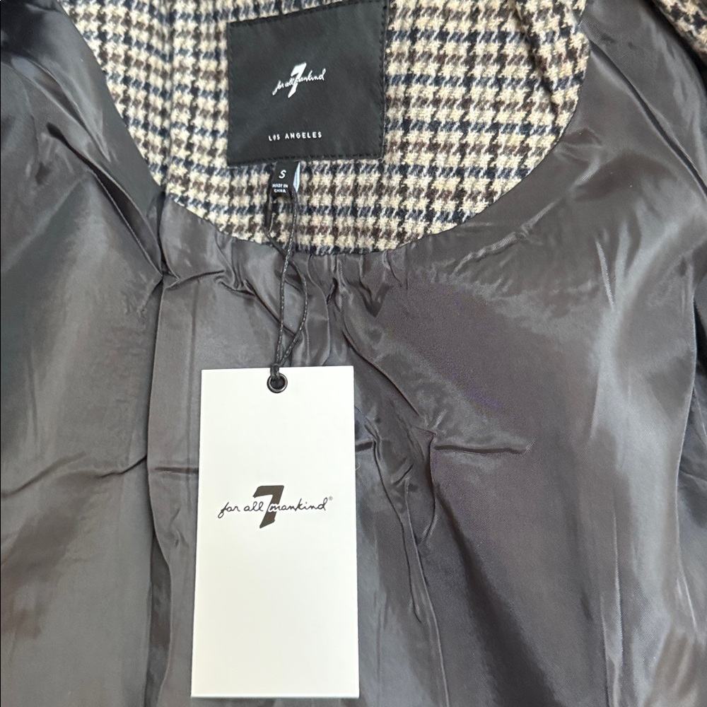 NWT 7 For All Mankind Black and Gray Plaid Wool Blend Coat Size S - Picture 8 of 10